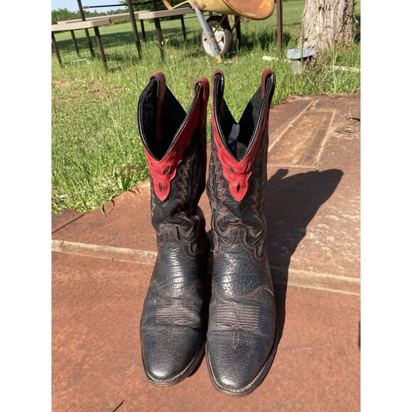Original Abilene Boots Western Cowboy Red Black Leather (READ F/ SIZE) VTG 90s main image 12